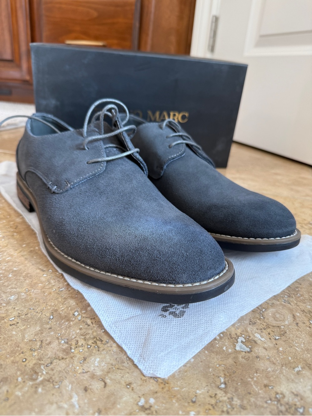 Bruno Marc- Men’s Suede Derby Shoes in Charcoal Gray